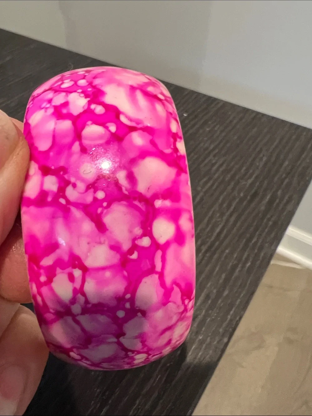 Chunky Pink Marbled Resin Bangle Bracelet